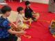 楽器体験（大鼓）の様子