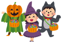 ハロウィンの仮装をする人たち